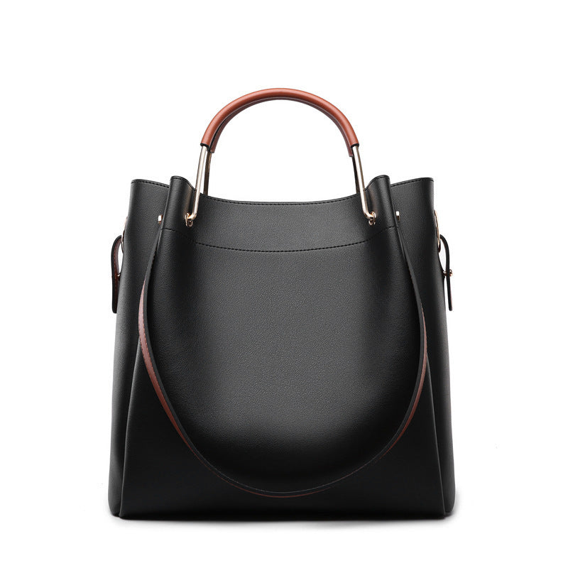 Aurelia Embossed Leather Tote Bucket Handbag
