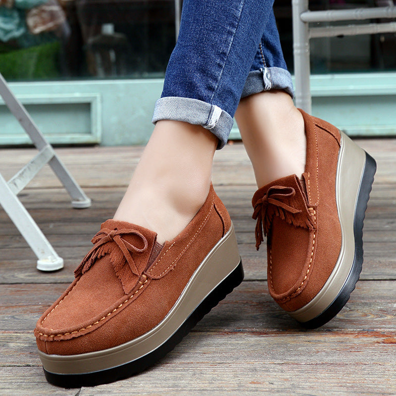 Women’s Tassel Bow Thick Bottom Casual Shoes