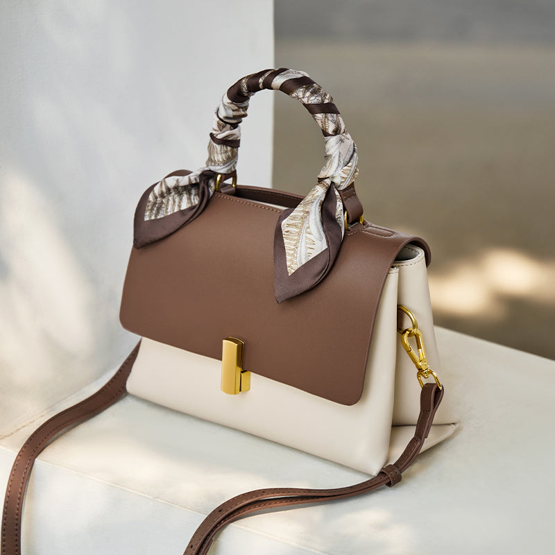 Chocolate Scarf Handbag – Modern Elegance, Korean-Inspired