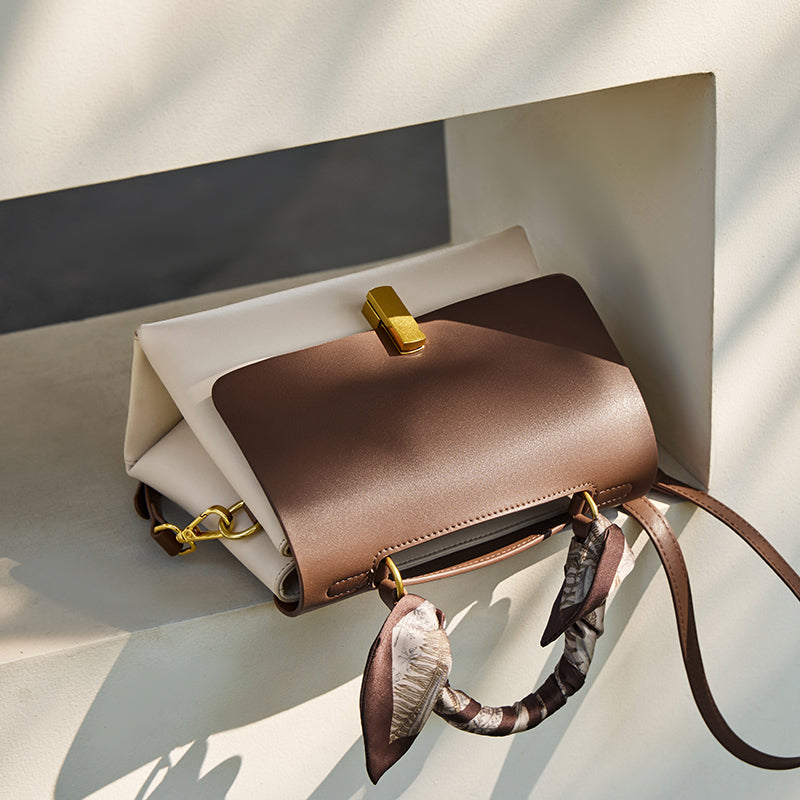 Chocolate Scarf Handbag – Modern Elegance, Korean-Inspired