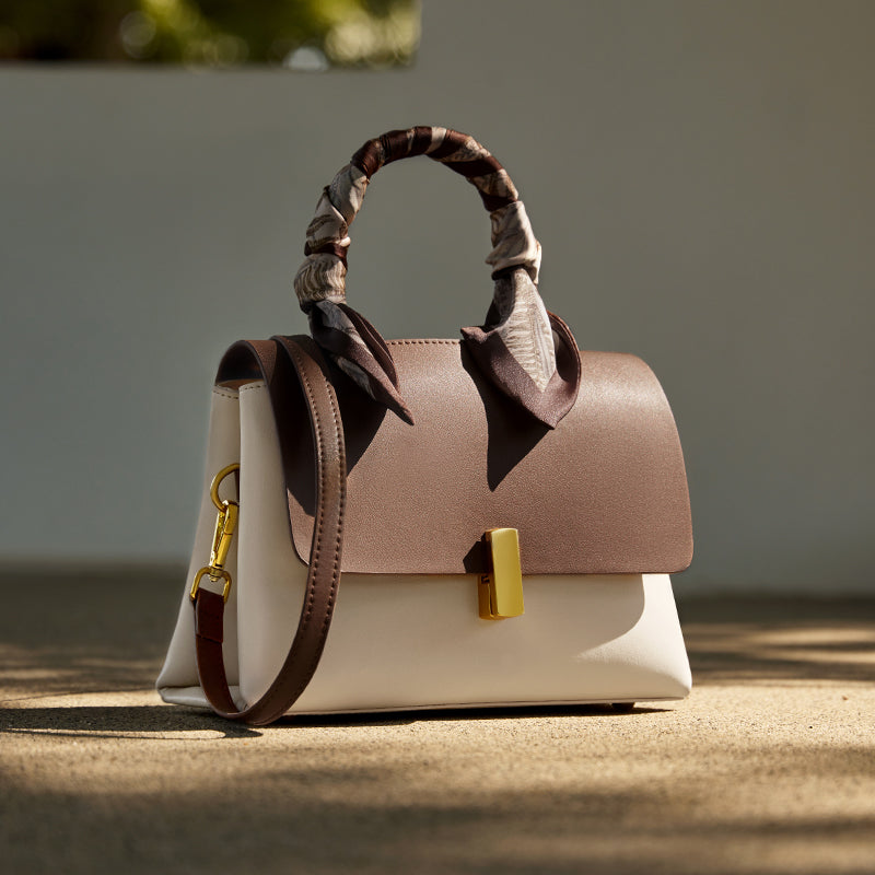 Chocolate Scarf Handbag – Modern Elegance, Korean-Inspired