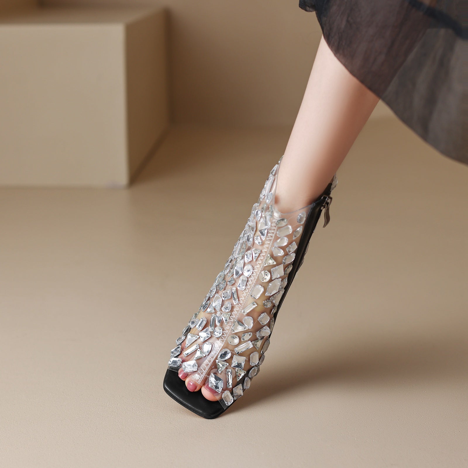 Crystallized Mosaic Open Toe Wedge Sandals – Jady Rose