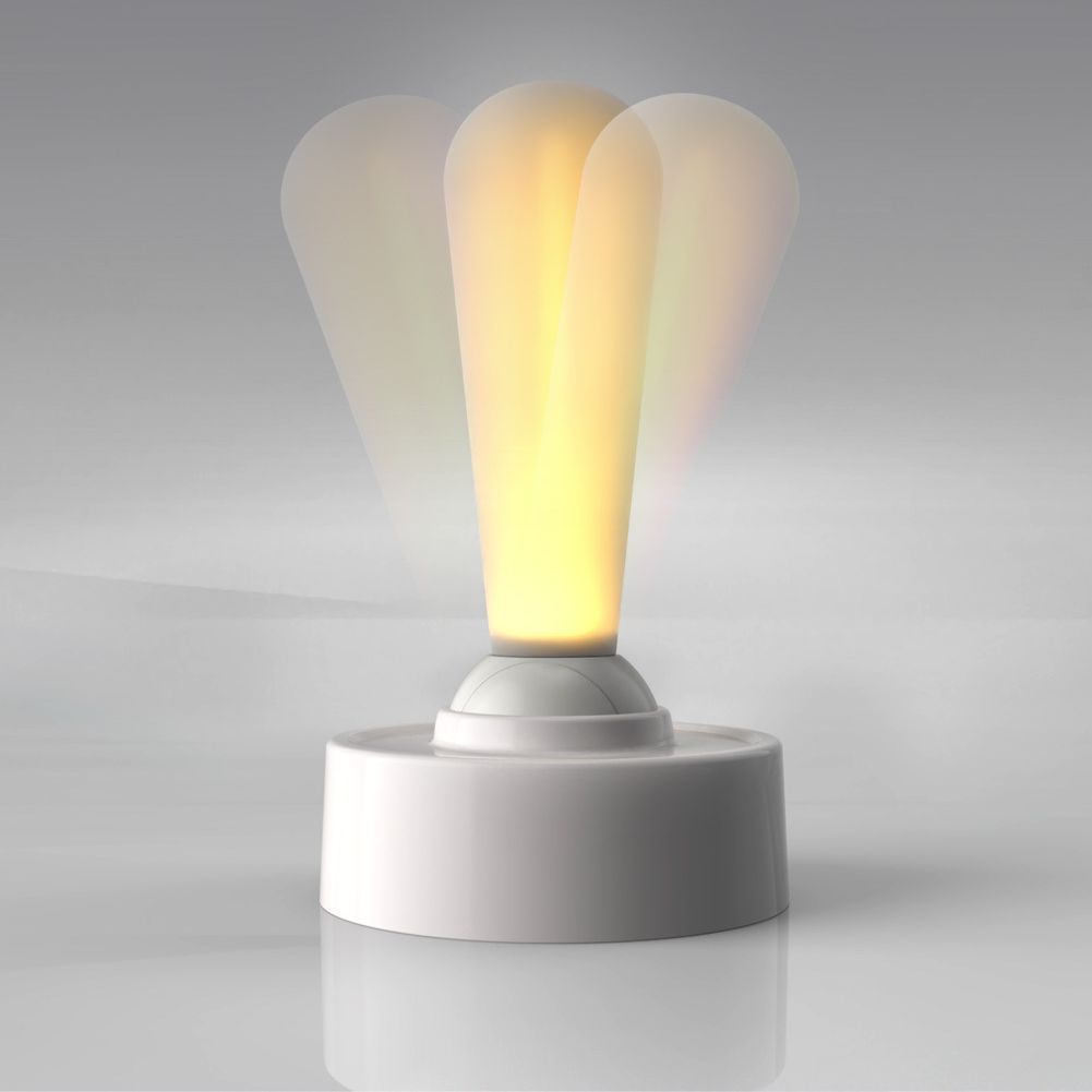 Light bulb-shaped device on a gray background