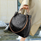 Aurelia Embossed Leather Tote Bucket Handbag
