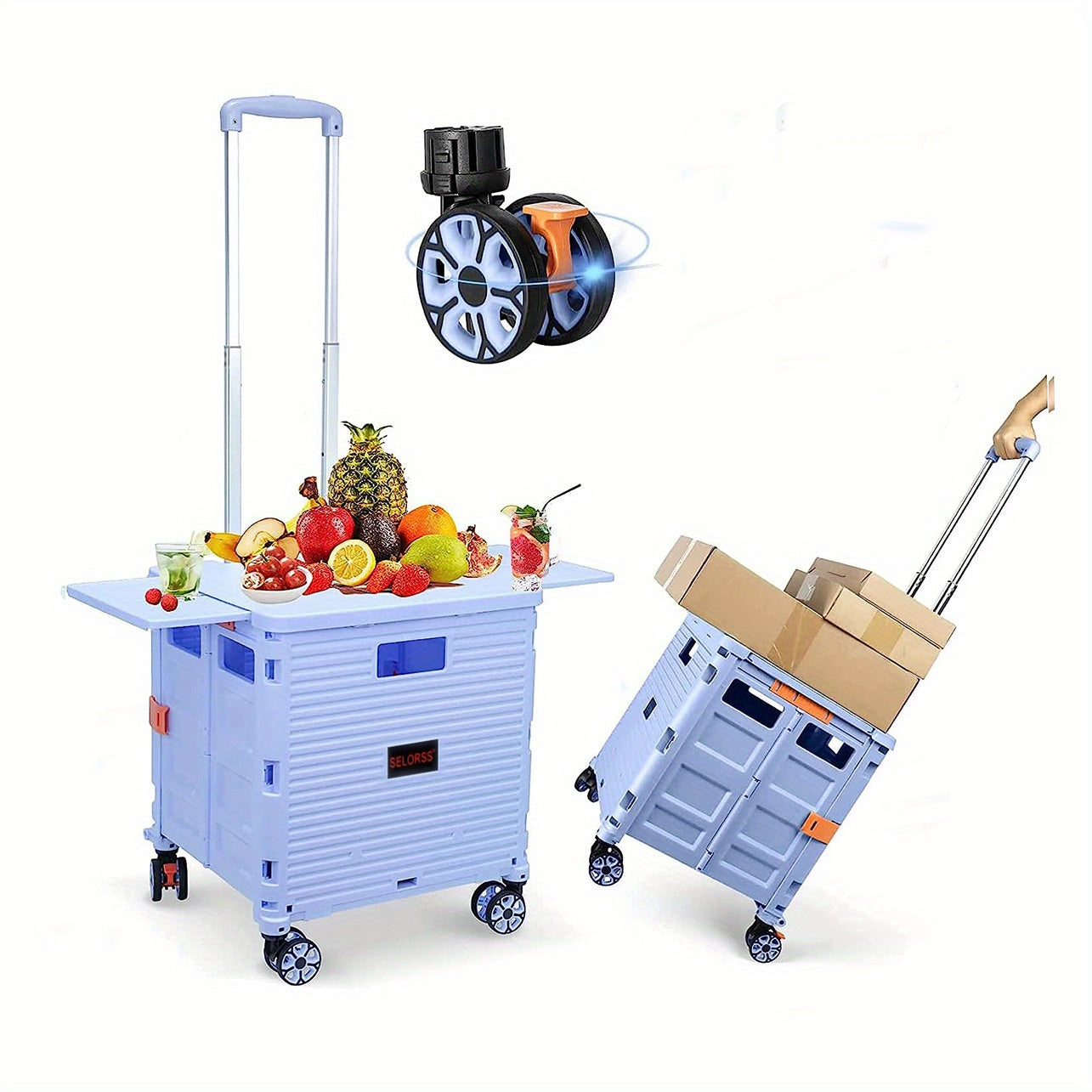 Rolling Utility Cart with Lid and Wheels