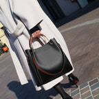 Aurelia Embossed Leather Tote Bucket Handbag