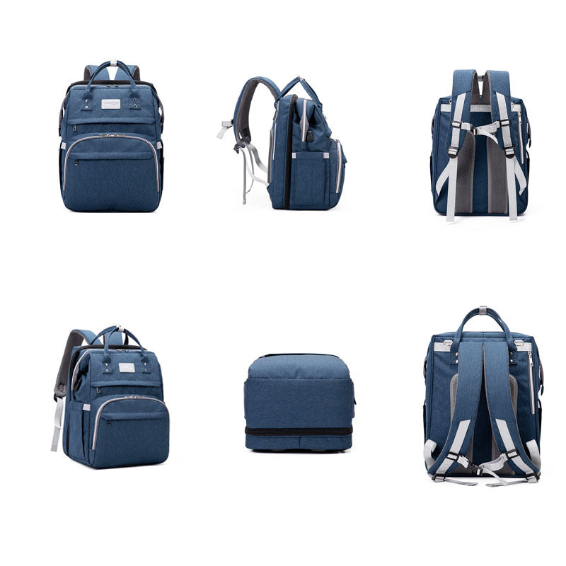 Multifunctional Baby Diaper Backpack with Crib