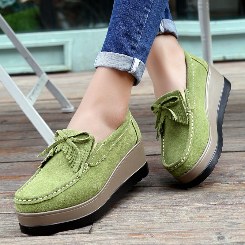 Women’s Tassel Bow Thick Bottom Casual Shoes