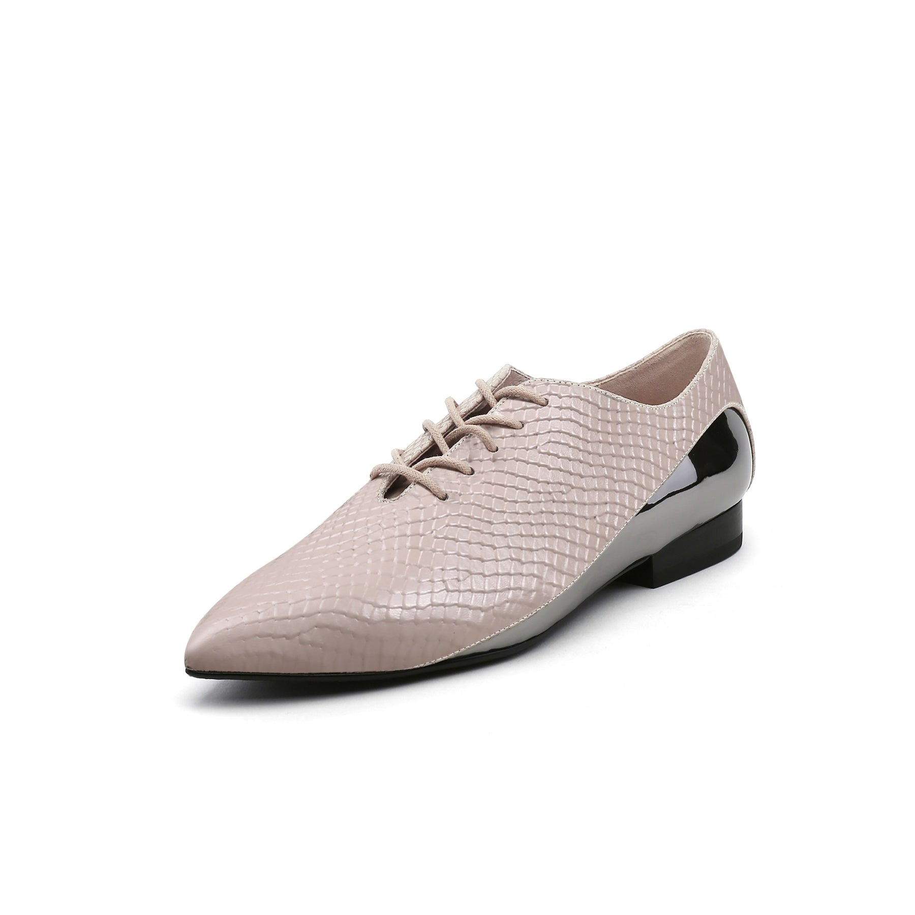 Faux Croc Embossed Lace-Up Oxfords – Jady Rose