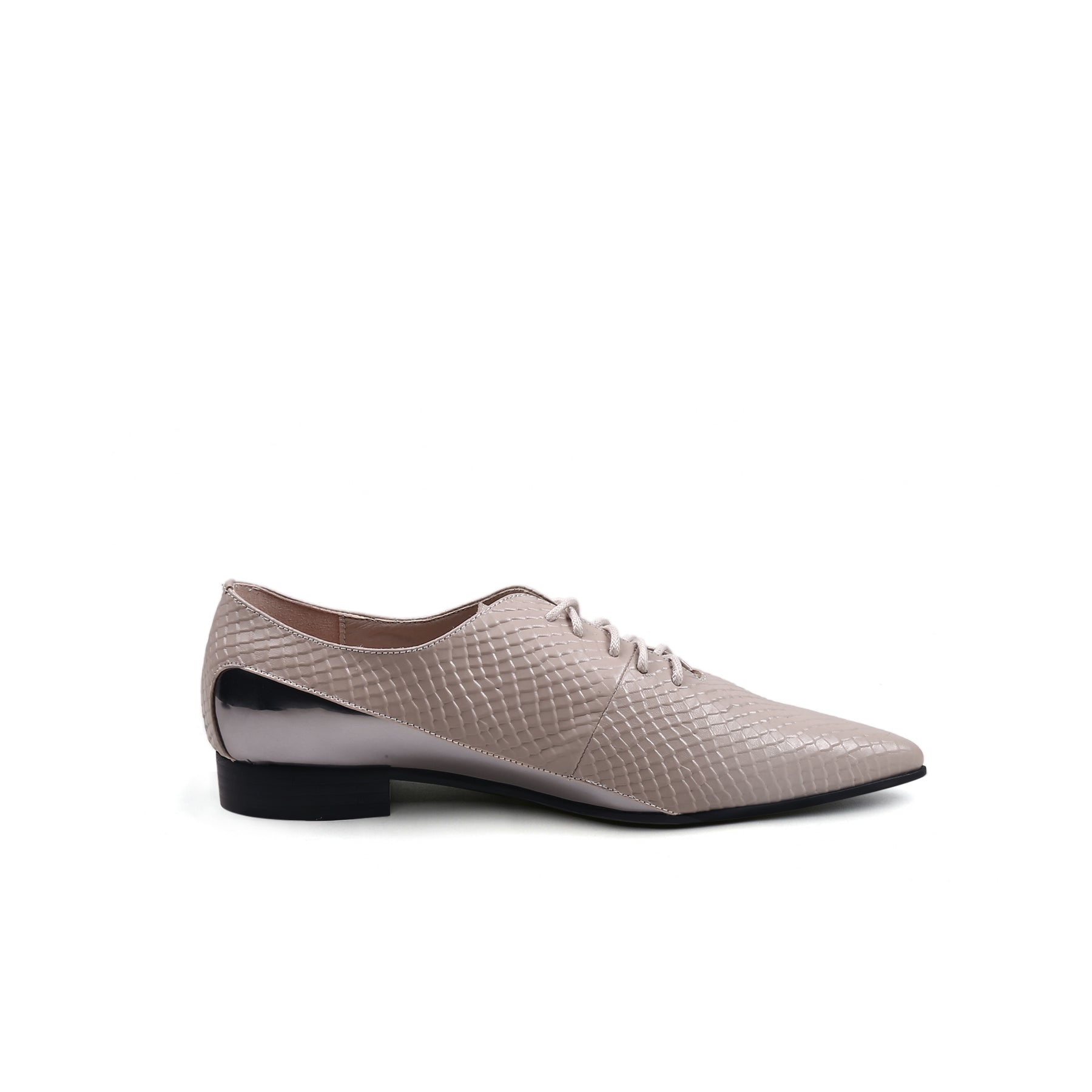 Faux Croc Embossed Lace-Up Oxfords – Jady Rose