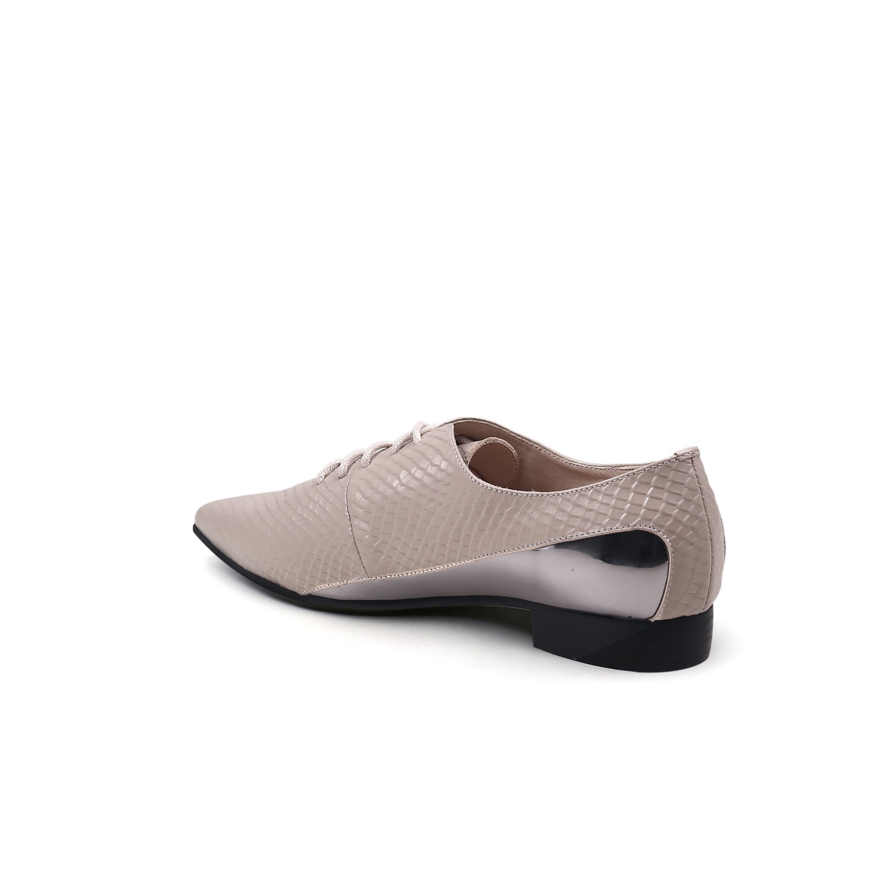 Faux Croc Embossed Lace-Up Oxfords – Jady Rose
