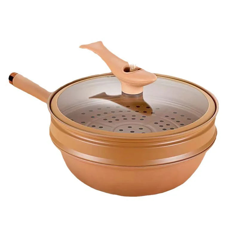 TitanForge™ Clay-Titanium Non-Stick Wok with Glass Lid