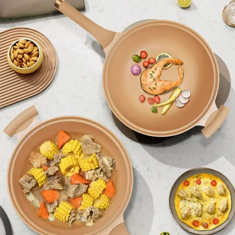 TitanForge™ Clay-Titanium Non-Stick Wok with Glass Lid