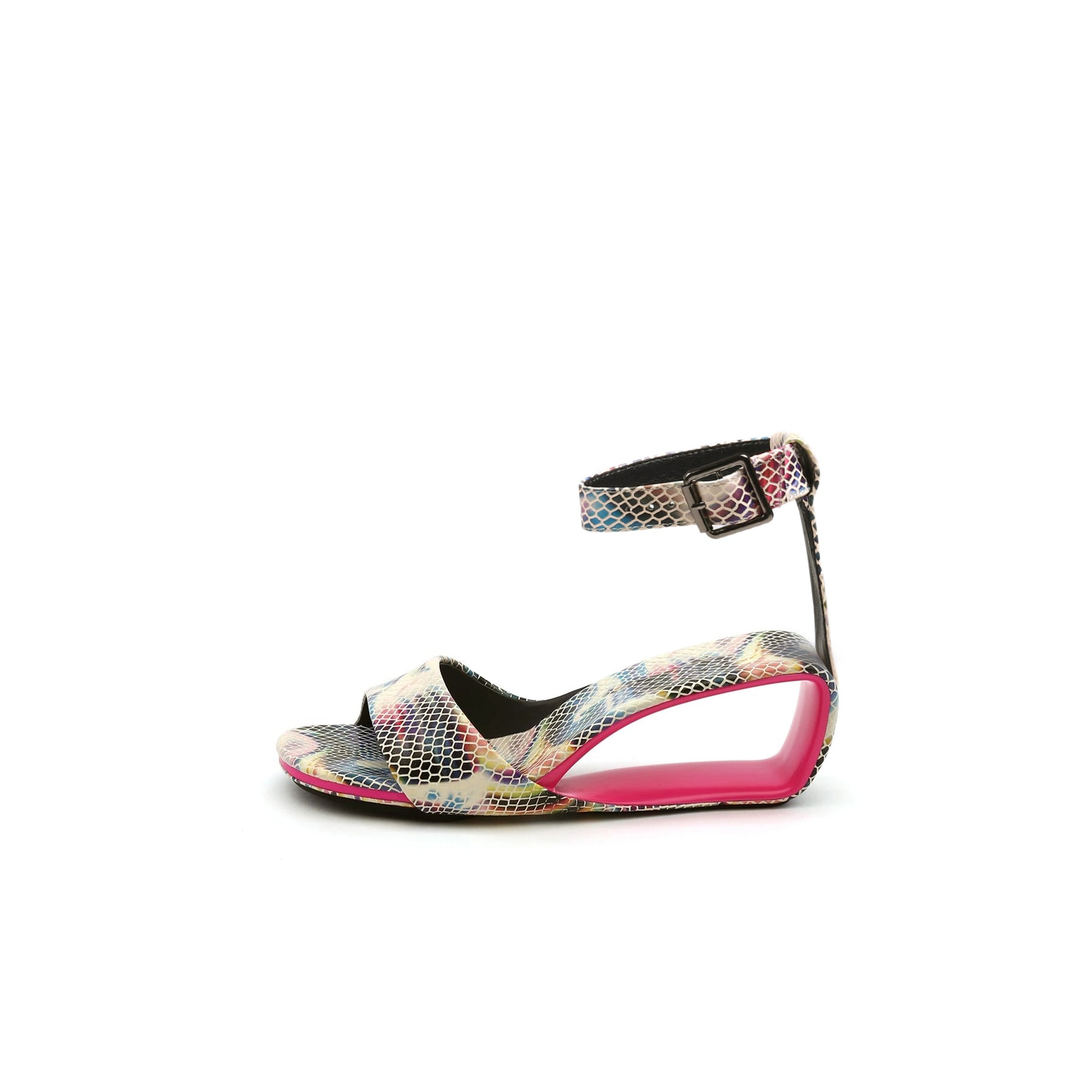 Ankle Strap Vibrant Textured Wedge Mules – Jady Rose
